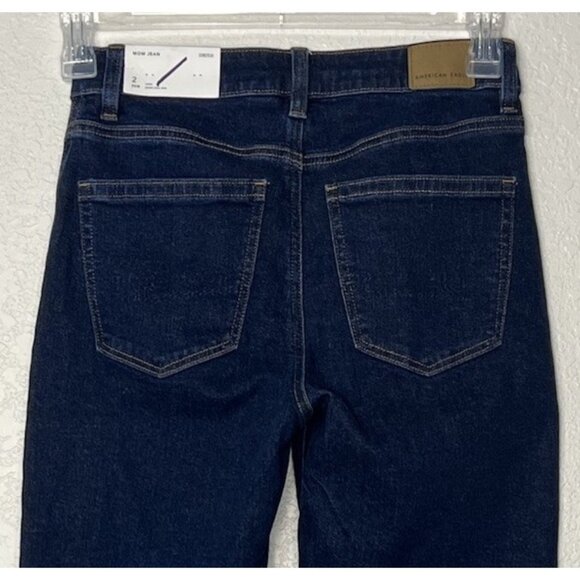 American Eagle Mom Jeans Stretch Super High Rise Dark Wash Denim 2 Long - Picture 12 of 16